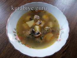 Грибной суп с фрикадельками 