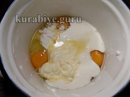 Наливной пирог с курицей и грибами