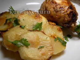 Картофельный гратен с запечённой курицей