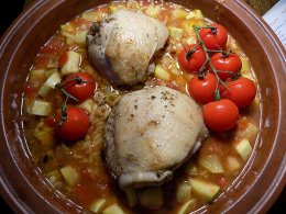 Курица запечённая с кабачками и рисони 