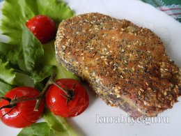 Свиная корейка на кости в кунжутно-маковой панировке