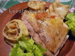 Курица с рулетиками из теста с начинкой
