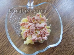 Слой картофеля и тунца