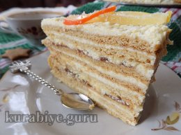 Яблочный медовик с заварным кремом на сметане 