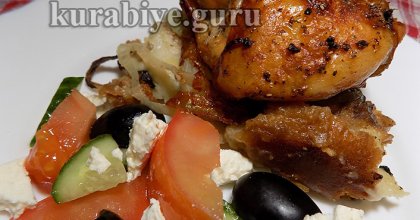 Курица запечённая на хлебе