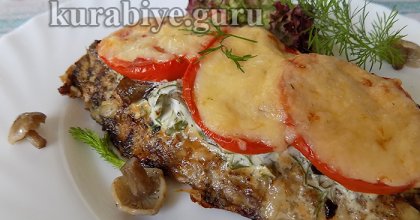 Скумбрия запечённая с грибами