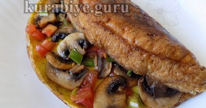 Омлет с шампиньонами и овощами