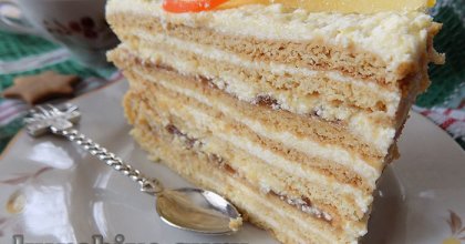 Яблочный медовик с заварным кремом на сметане 