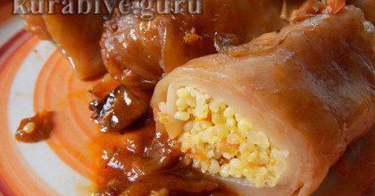 Голубцы постные с пшеном и чесночным соусом
