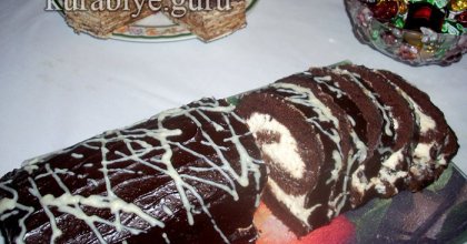Шоколадный бисквитный рулет c лимонно-сливочным кремом