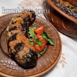 Баклажаны веером с фаршем