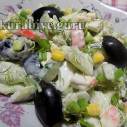 Салат с кальмарами Море волнуется 