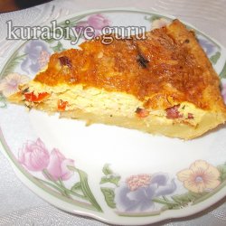 Пирог киш с омлетом и ветчиной