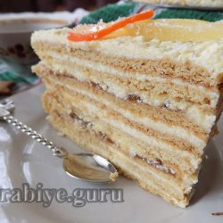 Яблочный медовик с заварным кремом на сметане 