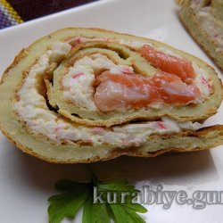 Кабачковий рулет з червоною рибою та крабовими паличками