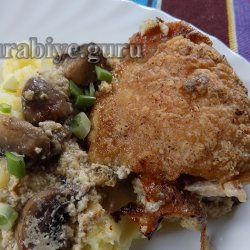Курка під грибним соусом у духовці