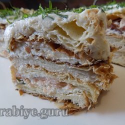 Закусочный торт Наполеон с копчёной рыбой 